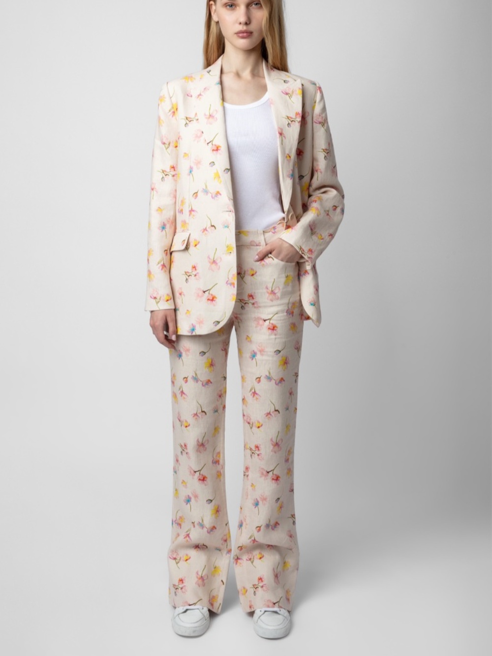 Zadig & Voltaire Pistol Slit Linen Courtney Floral Pants Size 36 NWT